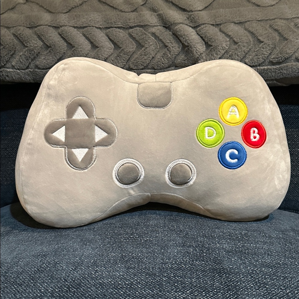 Gray Plush Game Controller Pillow Medium Size